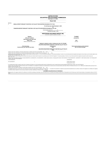 Thumbnail Westwood Holdings Group 10-K Annual Report 2021