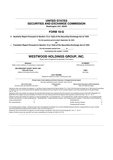 Thumbnail Westwood Holdings Group 10-Q Quarterly Report FY2024 