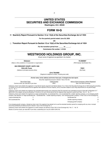 Thumbnail Westwood Holdings Group 10-Q Quarterly Report FY2026 