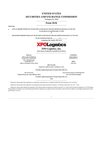 Thumbnail XPO Logistics 10-K Annual Report 2018