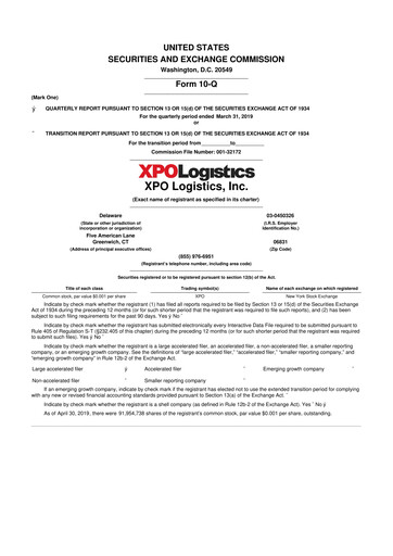 Thumbnail XPO Logistics 10-Q Quarterly Report FY2019 