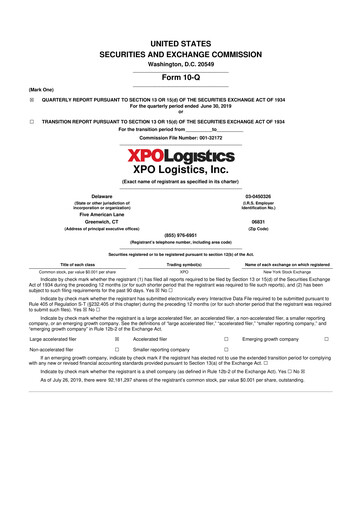 Thumbnail XPO Logistics 10-Q Quarterly Report FY2019 