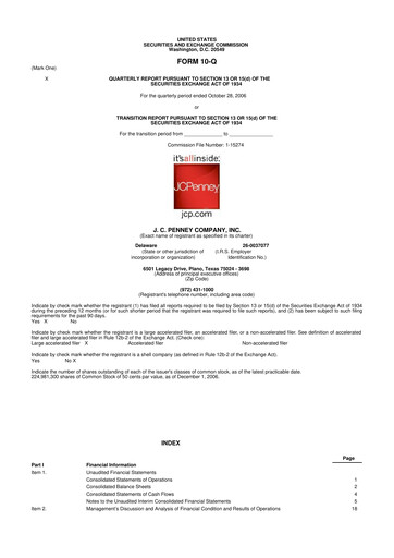 Thumbnail JCPenney 10-Q Quarterly Report FY 