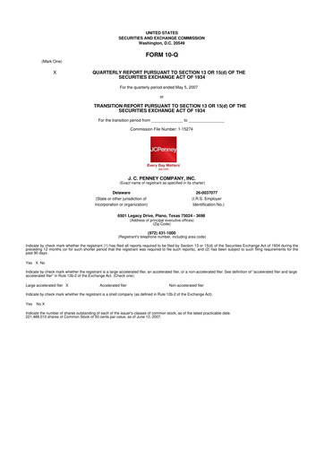 Thumbnail JCPenney 10-Q Quarterly Report FY 