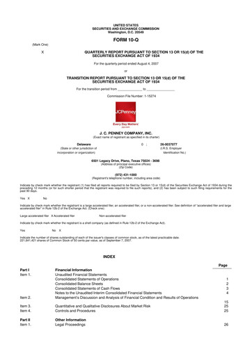 Thumbnail JCPenney 10-Q Quarterly Report FY 