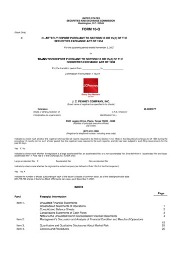 Thumbnail JCPenney 10-Q Quarterly Report FY 