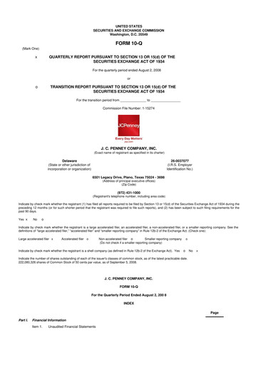 Thumbnail JCPenney 10-Q Quarterly Report FY 