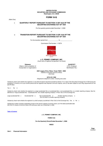 Thumbnail JCPenney 10-Q Quarterly Report FY 