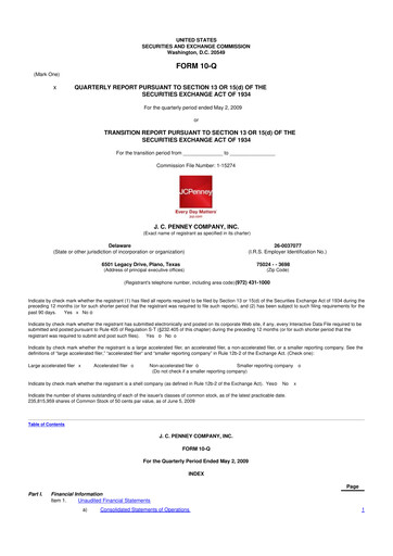 Thumbnail JCPenney 10-Q Quarterly Report FY 
