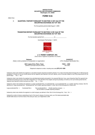 Thumbnail JCPenney 10-Q Quarterly Report FY 
