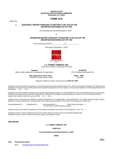Thumbnail JCPenney 10-Q Quarterly Report FY 