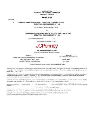 Thumbnail JCPenney 10-Q Quarterly Report FY 