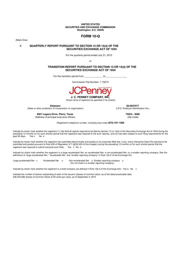 Thumbnail JCPenney 10-Q Quarterly Report FY 