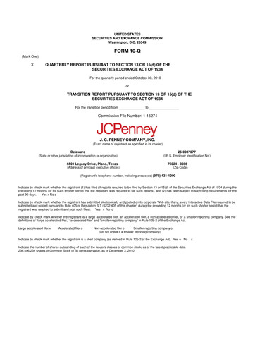 Thumbnail JCPenney 10-Q Quarterly Report FY 