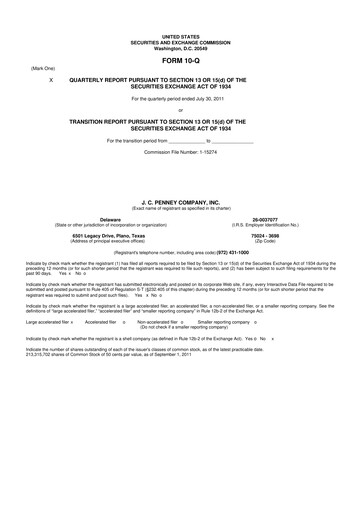 Thumbnail JCPenney 10-Q Quarterly Report FY 