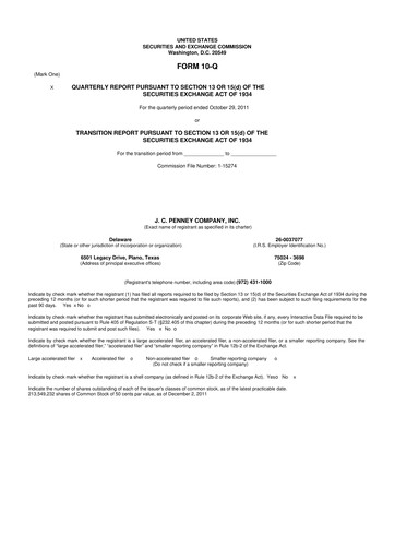 Thumbnail JCPenney 10-Q Quarterly Report FY 
