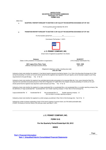 Thumbnail JCPenney 10-Q Quarterly Report FY 