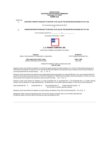 Thumbnail JCPenney 10-Q Quarterly Report FY 