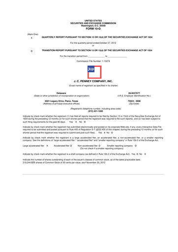 Thumbnail JCPenney 10-Q Quarterly Report FY 