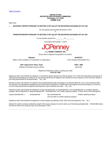 Thumbnail JCPenney 10-Q Quarterly Report FY 