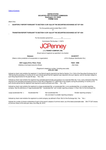 Thumbnail JCPenney 10-Q Quarterly Report FY 