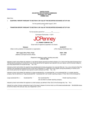 Thumbnail JCPenney 10-Q Quarterly Report FY 