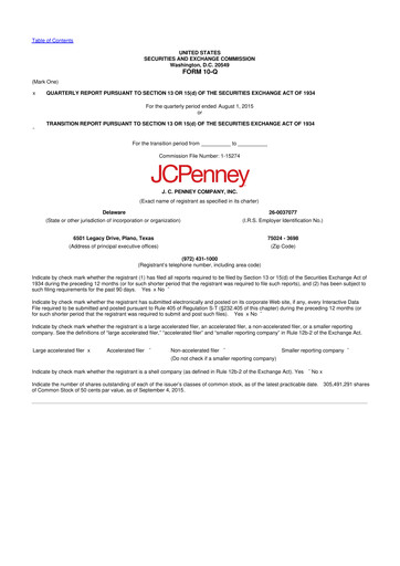 Thumbnail JCPenney 10-Q Quarterly Report FY 