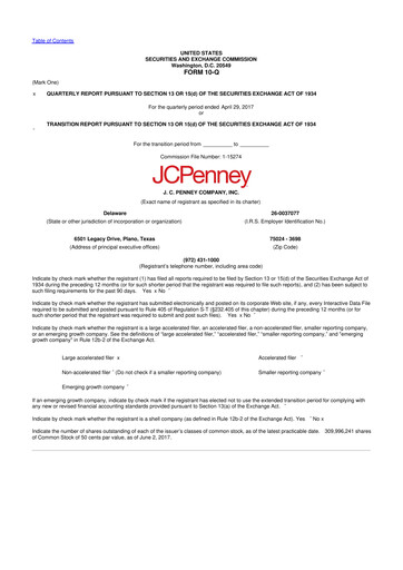 Thumbnail JCPenney 10-Q Quarterly Report FY 