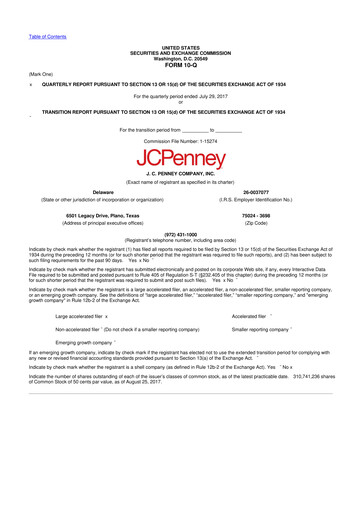 Thumbnail JCPenney 10-Q Quarterly Report FY 
