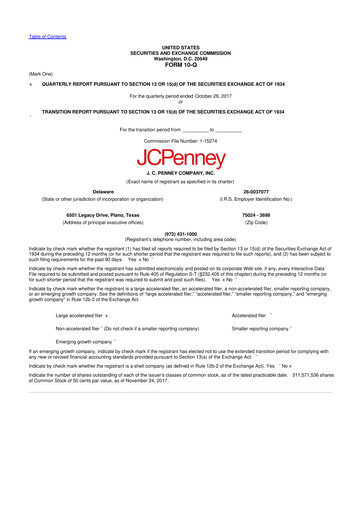 Thumbnail JCPenney 10-Q Quarterly Report FY 