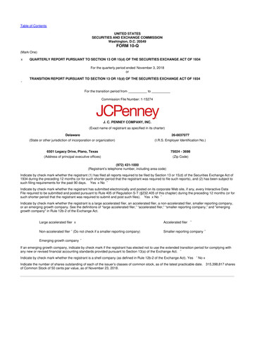 Thumbnail JCPenney 10-Q Quarterly Report FY 