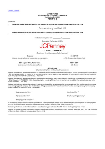 Thumbnail JCPenney 10-Q Quarterly Report FY 