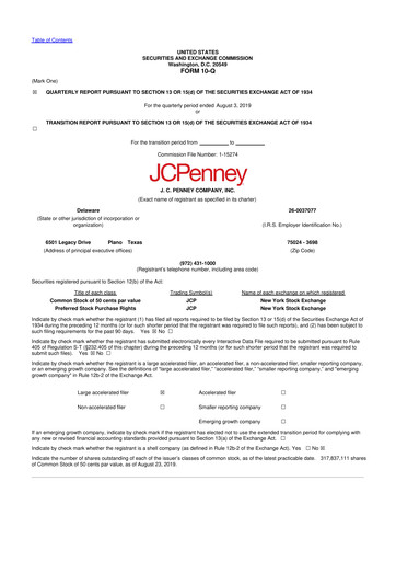 Thumbnail JCPenney 10-Q Quarterly Report FY 