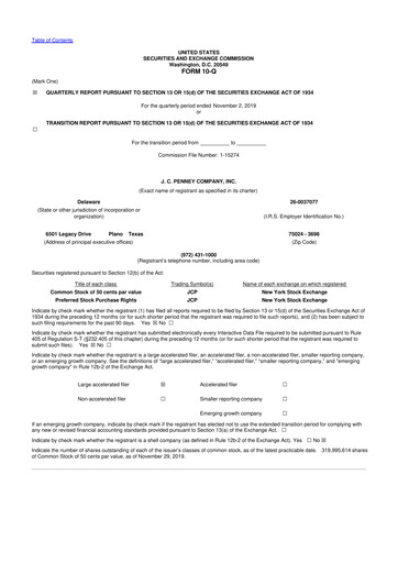 Thumbnail JCPenney 10-Q Quarterly Report FY 