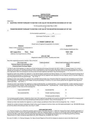 Thumbnail JCPenney 10-Q Quarterly Report FY 