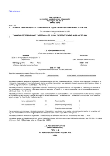 Thumbnail JCPenney 10-Q Quarterly Report FY 