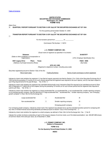 Thumbnail JCPenney 10-Q Quarterly Report FY 