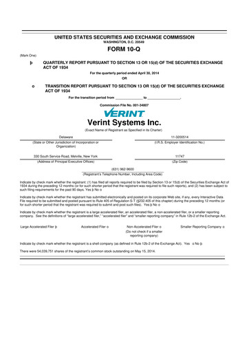 Thumbnail Verint Systems
 10-Q Quarterly Report FY2015 