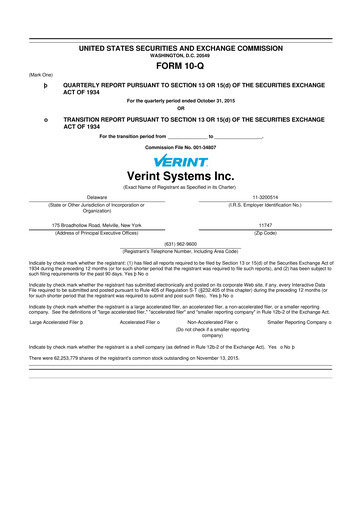 Thumbnail Verint Systems
 10-Q Quarterly Report FY2016 