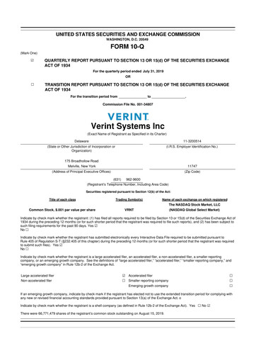 Thumbnail Verint Systems
 10-Q Quarterly Report FY2020 