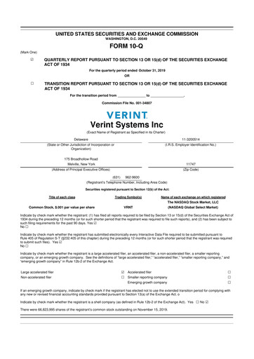 Thumbnail Verint Systems
 10-Q Quarterly Report FY2020 