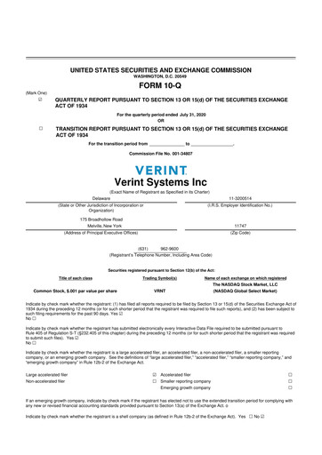Thumbnail Verint Systems
 10-Q Quarterly Report FY2021 