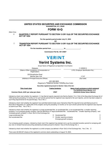Thumbnail Verint Systems
 10-Q Quarterly Report FY2025 