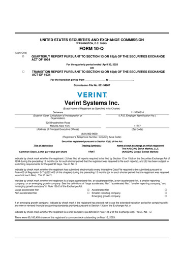 Thumbnail Verint Systems
 10-Q Quarterly Report FY2026 