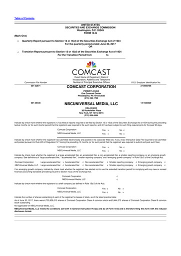 Miniature Comcast 10-Q Rapport trimestriel 2017 