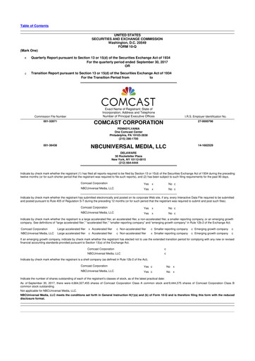Miniature Comcast 10-Q Rapport trimestriel 2017 