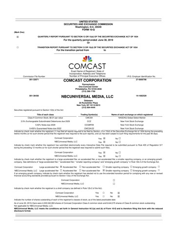 Miniature Comcast 10-Q Rapport trimestriel 2019 