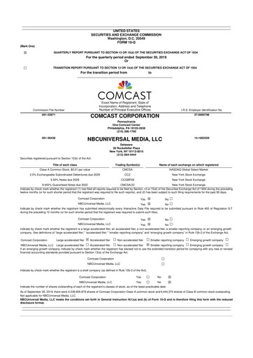 Miniature Comcast 10-Q Rapport trimestriel 2019 