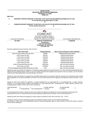 Miniature Comcast 10-Q Rapport trimestriel 2020 