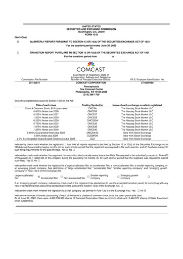 Miniature Comcast 10-Q Rapport trimestriel 2022 